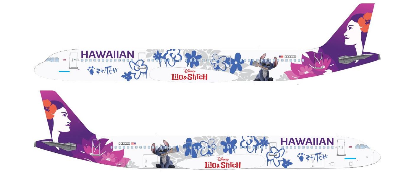 HAWAIIAN AIRLINES A321neo リロアンドスティッチ Hawaiian Airlines Unveils Lilo & Stitch-Inspired Livery Ahead of
