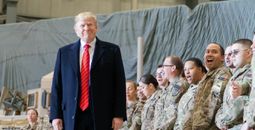 President Trump visiting with the troops in Afghanistan