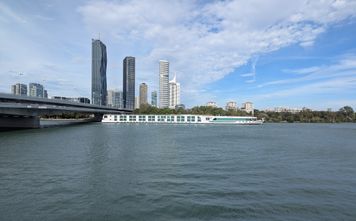 Danube River in Vienna, river cruise, ship