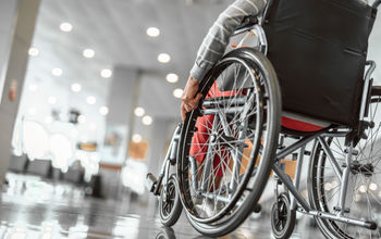 Wheelchair user at the airport.