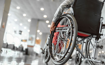 Wheelchair user at the airport.