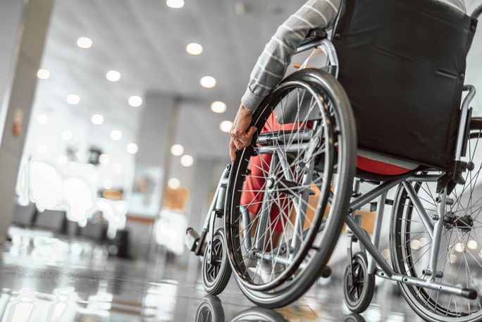 Wheelchair user at the airport.