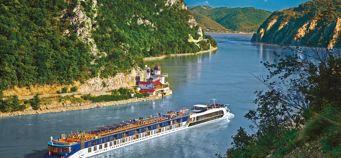 Image: AmaWaterways river cruise ship sailing through the Iron Gates as part of its Seven Rivers Journey itinerary. (photo courtesy of AmaWaterways)
