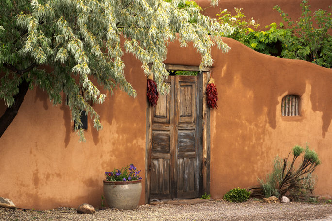 Entryway near Canyon Road in Santa Fe, New Mexico Santa Fe, which sits in the Sangre de Cristo foothills, offers an elevated take on spring travel.