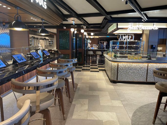 A view of the Indulge Food Hall aboard Norwegian Luna