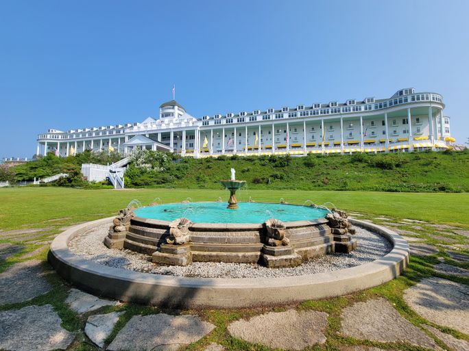 Das Grand Hotel in Mackinac Island, Michigan. Lacey Pfalz, das Grand Hotel, Historische Hotels von Amerika, Mackinac Island, Michigan