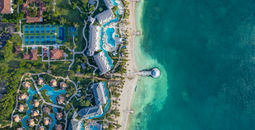 Aerial view of pickleball courts at Sandals South Coast, White House, Jamaica.
