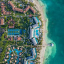 Aerial view of pickleball courts at Sandals South Coast, White House, Jamaica.