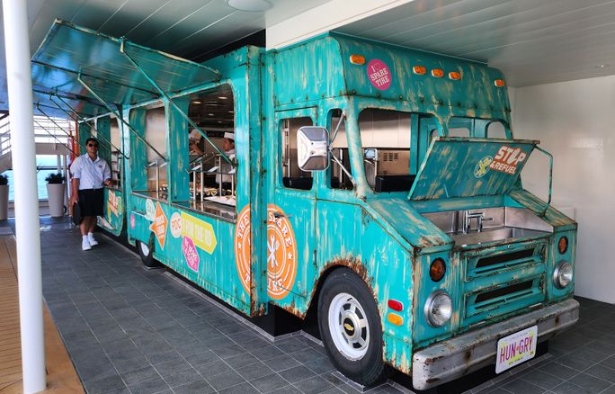 The Spare Tire poolside eatery aboard Utopia of the Seas. The Spare Tire poolside eatery aboard Utopia of the Seas.