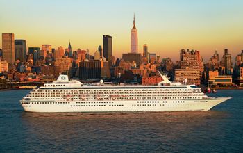 Crystal Symphony sailing out of New York City.