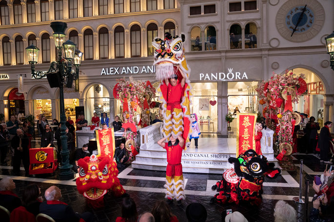 Lion Dancers at Las Vegas's Grand Canal Shoppes, located at The Venetian Resort. lion dancers, lunar new year, the venetian resort, grand canal shoppes
