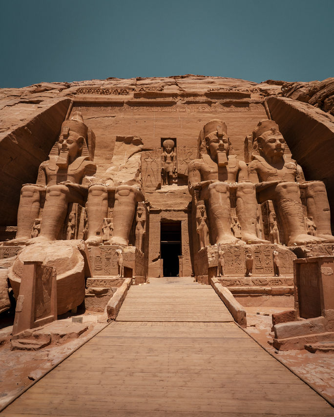 Exterior of the temple at Abu Simbel in Aswan, Egypt. Exterior of the temple at Abu Simbel in Aswan, Egypt.
