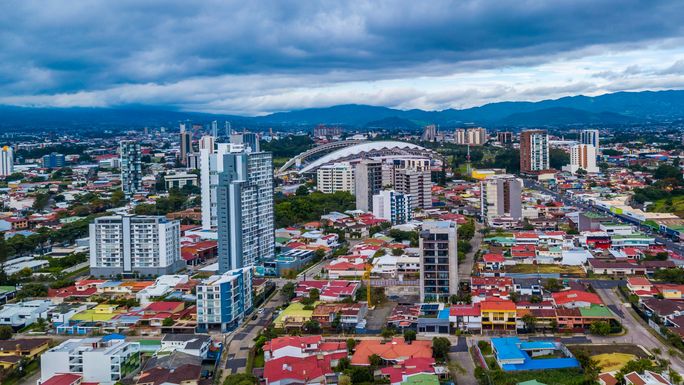 Aerial view of San Jose, Costa Rica.