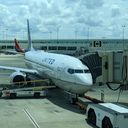 United Airlines plane at gate