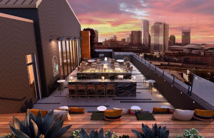Rendering of Canopy by Hilton Downtown The Gulch A rendering of the rooftop bar at the Canopy by Hilton Downtown The Gulch, expected to open in January 2025.