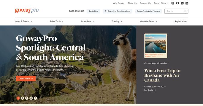 Goway, travel advisor websites