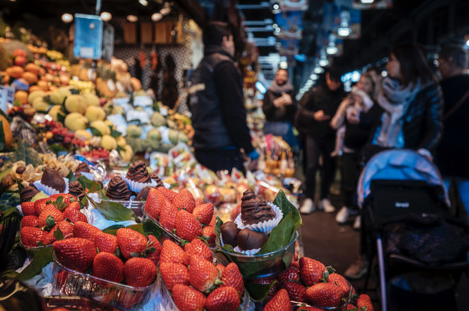 Mercado de La Boqueria in Barcelona, Spanien Mercado de La Boqueria in Barcelona, Spanien
