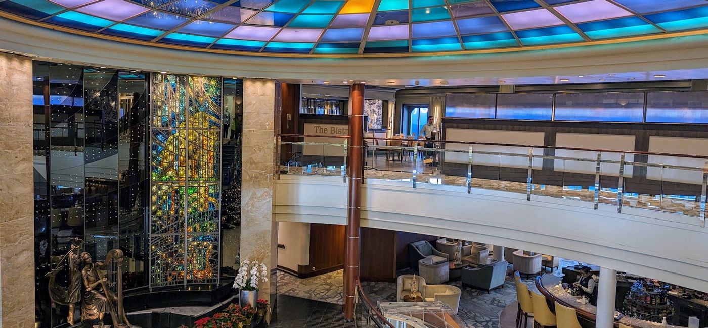 Image: Crystal Serenity atrium. (Photo Credit: Claudette Covey)