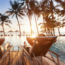 Sitting poolside on a luxury vacation