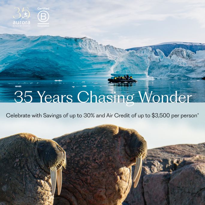 Aurora Expeditions Celebrates 35 Years With Savings, Air Credits Aurora Expeditions Celebrates 35 Years With Savings, Air Credits