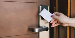 Hotel room key card.