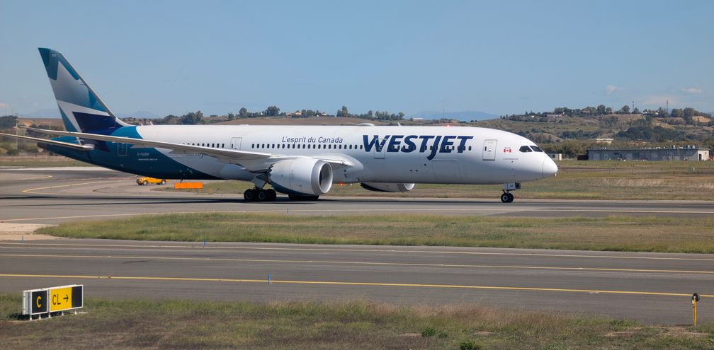 WestJet on the runway (at Fiumicino)