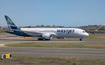 WestJet on the runway (at Fiumicino)