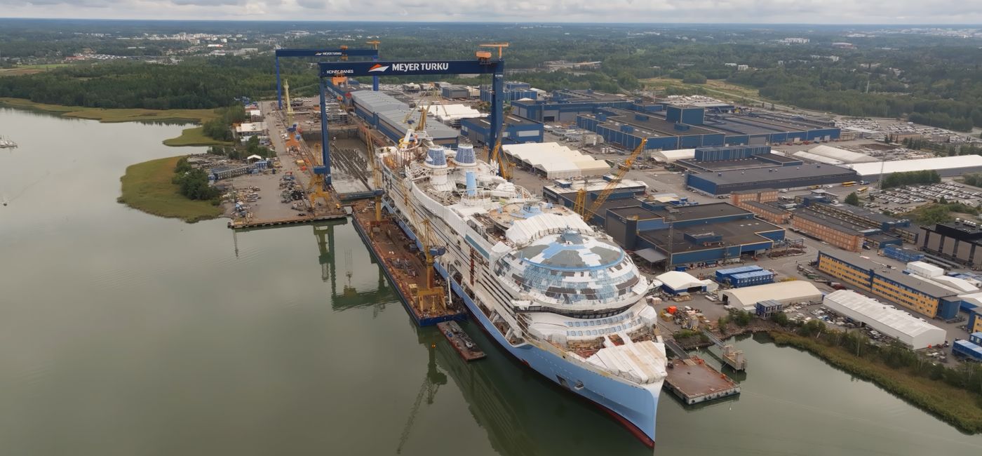 Image: The Legend of the Seas touched water for the first time during its float-out ceremony. (Photo Credit: Royal Caribbean)