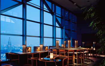 Hotel bar with views of Tokyo and interior trees