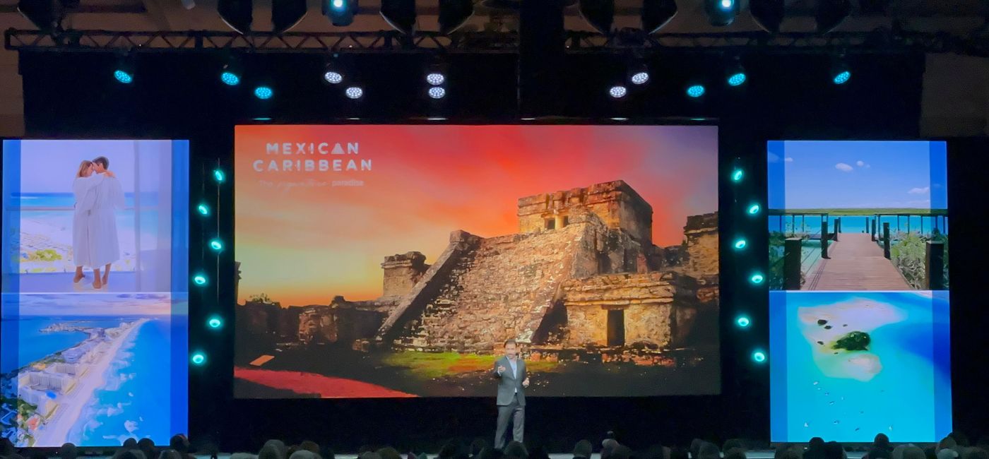Image: Andrs Martnez, CEO of the Mexican Caribbean Tourism Board, presents during the General Session at EDGE 2025. (Photo Credit: Mexican Caribbean Tourism Board)