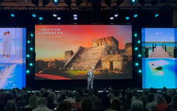 Andrs Martnez, CEO of the Mexican Caribbean Tourism Board, presents during the General Session at EDGE 2025.