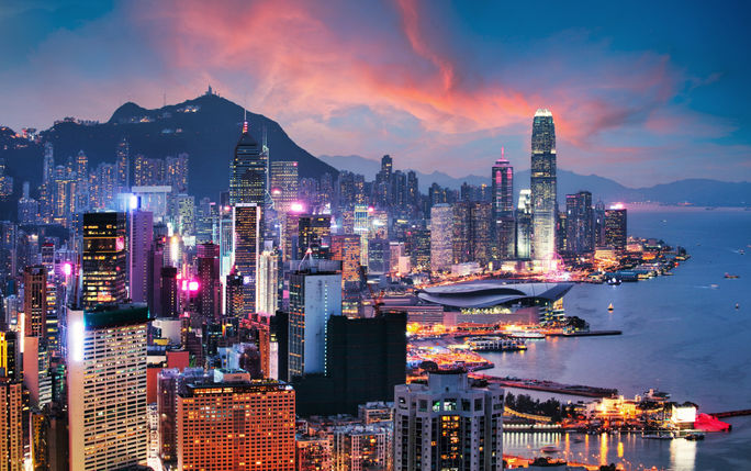 View of Hong Kong at sunset