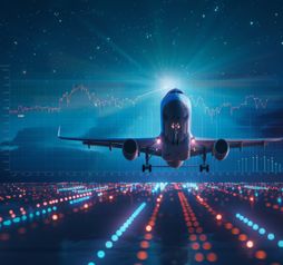 Plane chart graphic, stock, graphs, money, flight, air travel,