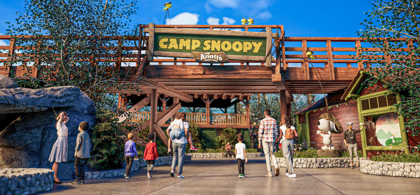 Image: Rendering of the Camp Snoopy Entrance at Knott's Berry Farm. (Photo Credit: Knott's Berry Farm)
