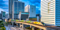 Brightline train at MiamiCentral station.