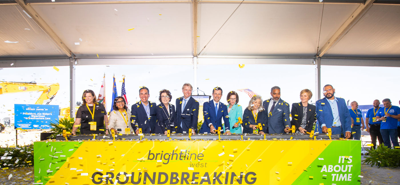 Image: Groundbreaking for Brightline high-speed rail route between Las Vegas and Southern California. (Photo Credit: Brightline Media)