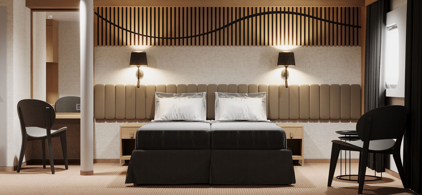 Image: Rendering of the redesigned Arctic superior cabin inside the MS Fram. (Photo Credit: HX Expeditions)