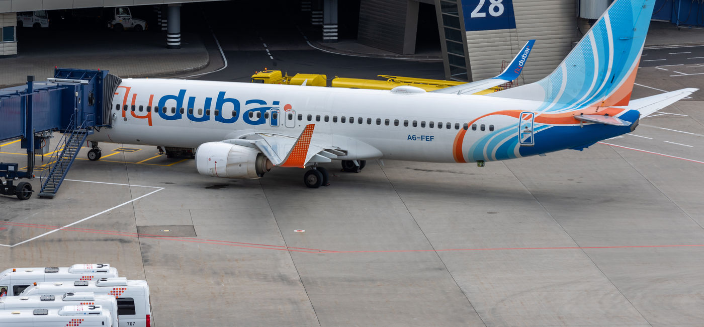 Image: A flydubai Boeing 737 aircraft is pictured at an airport. (Photo Credit: Adobe Stock)