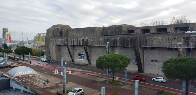 The exterior of the St. Nazaire submarine base The exterior of the St. Nazaire submarine base