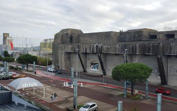 The exterior of the St. Nazaire submarine base