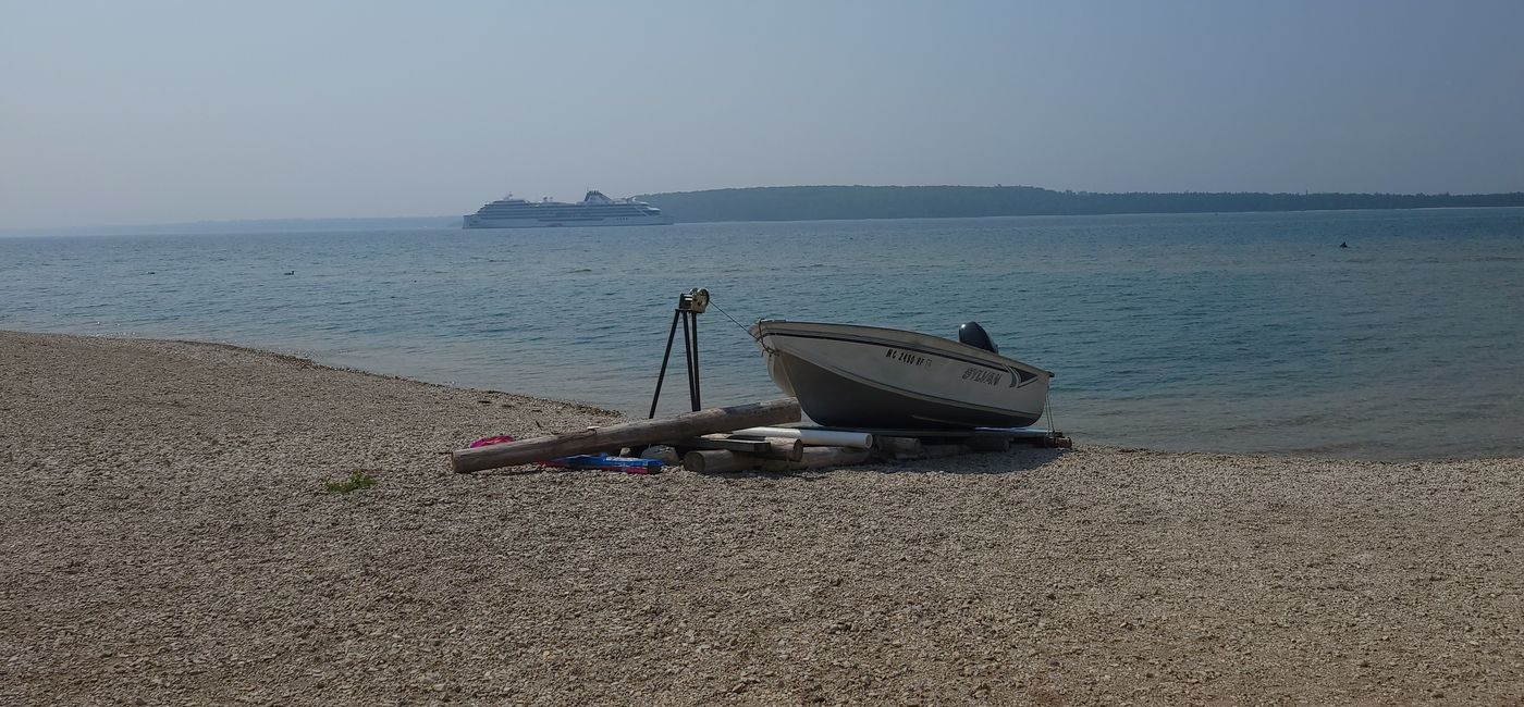Image: The Viking Polaris off the shore of Mackinac Island, Michigan. (Photo Credit: Lacey Pfalz)