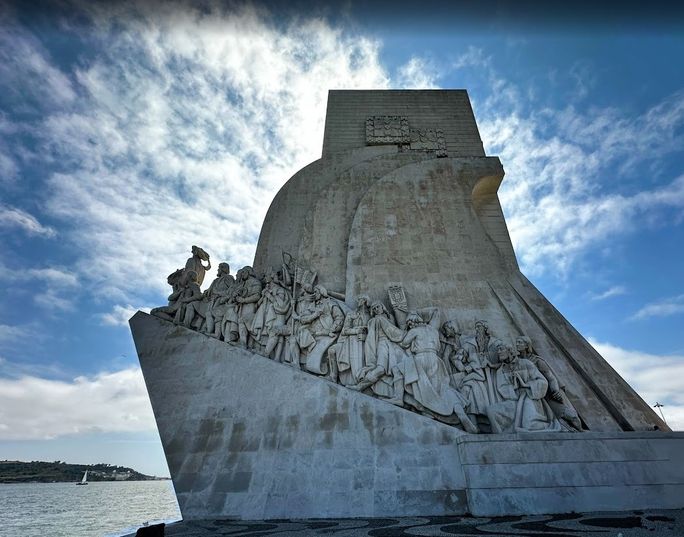 The Monument of Discoveries stands at the?water's edge of the Tagus River in Lisbon.