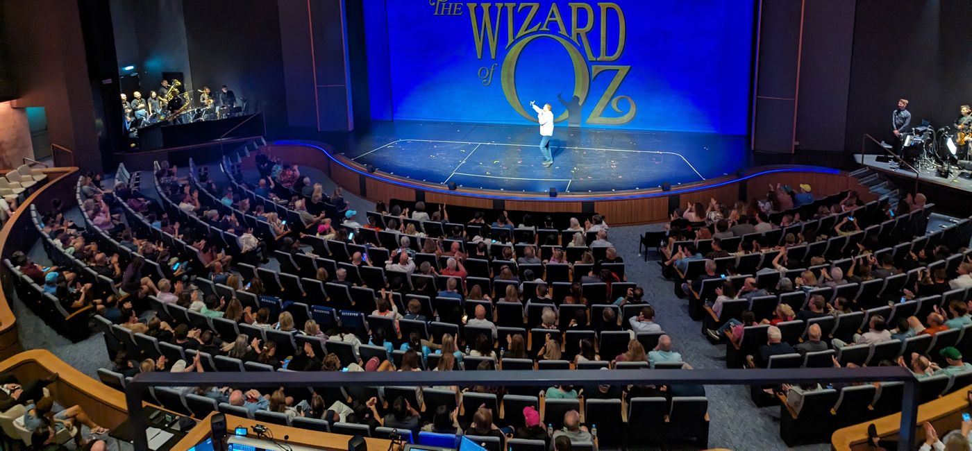 Image: The Royal Theater stage for the Wizard of Oz show on Royal Caribbean's Icon of the Seas cruise ship  (Photo Credit: Eric Bowman)