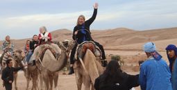 Riding a camel in Morocco