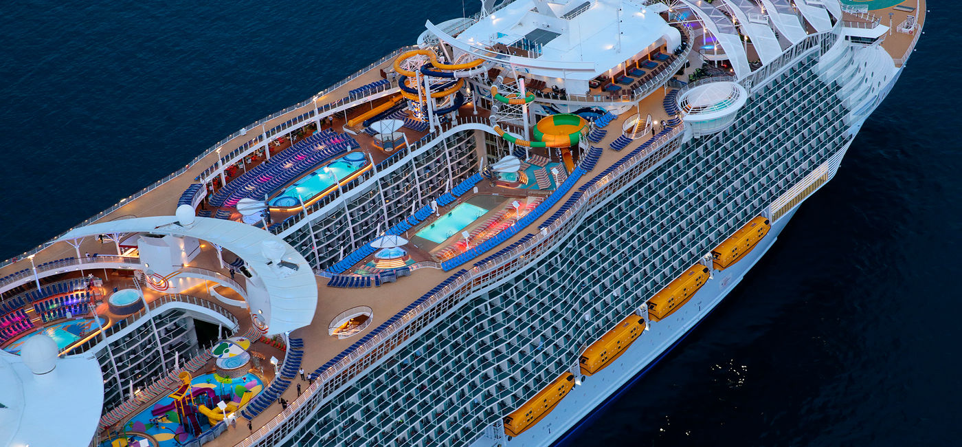 Image: Aerial of the cruise ship, Harmony of the Seas. (photo courtesy Royal Caribbean)