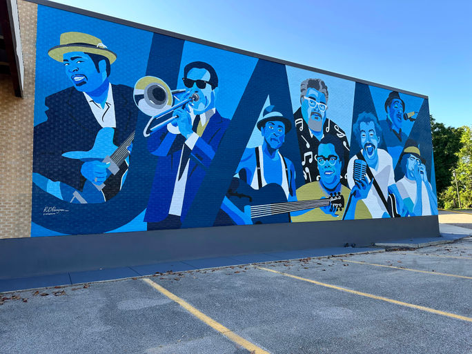 'Jam Session' mural in Hattiesburg, Mississippi