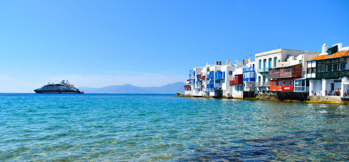 Image: PONANT's Le Bougainville sailing the waters off the Greek island of Mykonos. (photo courtesy of PONANT/Julie Gourio)