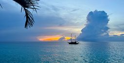 A sunset on the Caribbean Sea viewed from Bonaire