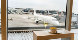 Glass of wine at the airport