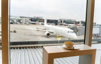 Glass of wine at the airport